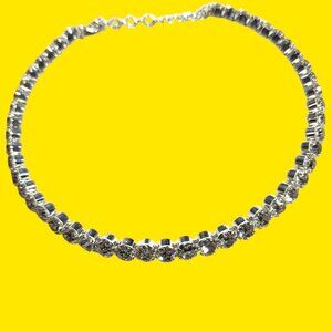 Choker Necklace Rhinestone Silver-Tone Adjustable neutral party formal jewelry